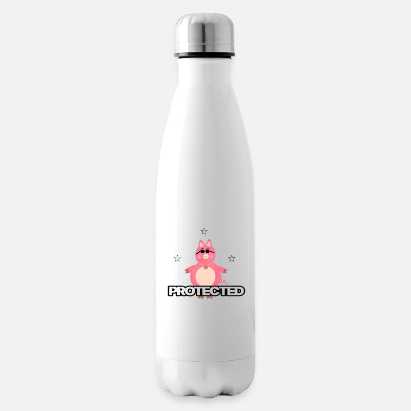 Cochon drôle rose - Bouteille isotherme - blanc