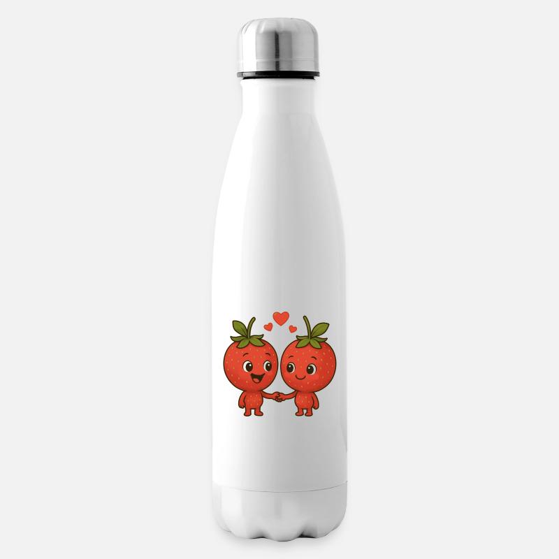 Strawberries with hearts - Insulated Water Bottle - white