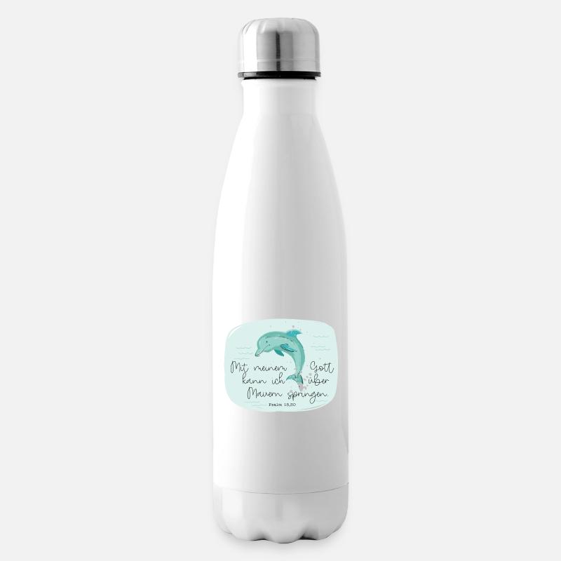 Christliches Design mit Delphin - Isolierflasche - Weiß