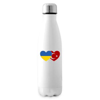 Ukraine Türkei Herz Flagge - Isolierflasche - Weiß - Rechts