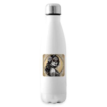 Dia de los Muertos Woman with Flowers - Insulated Water Bottle - white - Right