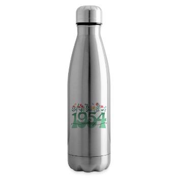 Pattern Flowers 1954 Birthday Party Woman 70 Years - Insulated Water Bottle - silver - Right