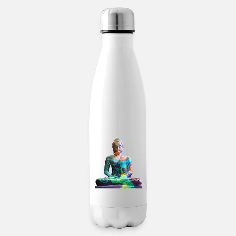 Mehrfarbiger Zen-Buddha - Isolierflasche - Weiß