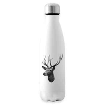 Hirschkopf - Isolierflasche - Weiß - Rechts