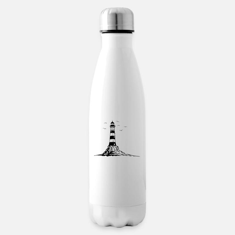 Leuchtturm, lighthouse, Schiff, Felsen Meer Urlaub - Isolierflasche - Weiß