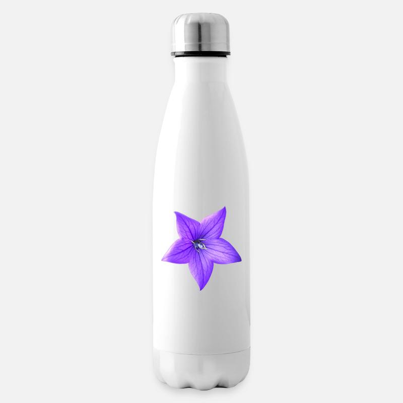 lila Blume - Isolierflasche - Weiß