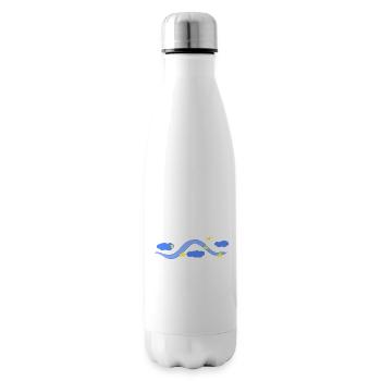 line stroke blue clouds sky night star - Insulated Water Bottle - white - Right