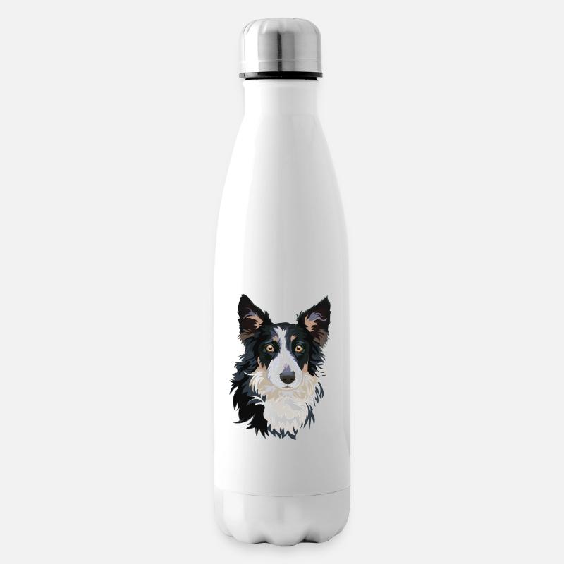 chien border collie - Bouteille isotherme - blanc