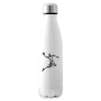 Handballer - single-line-drawing - 2 - Insulated Water Bottle - white - Right
