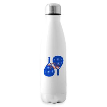 padel tennis double raquettes moderne logo - Bouteille isotherme - blanc - Droite