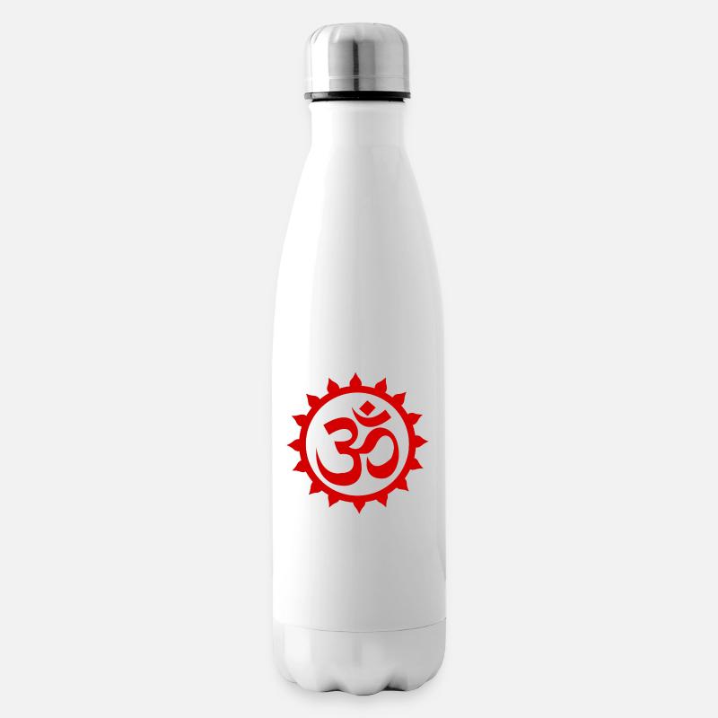 Om Rot - Isolierflasche - Weiß