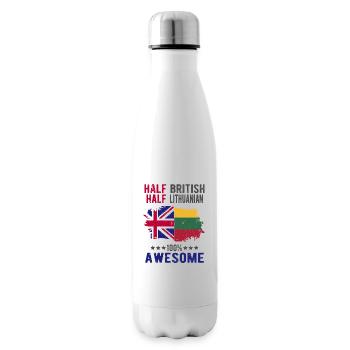 Half British Half Lithuanian - Insulated Water Bottle - white - Right