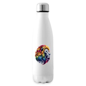 Leo Zodiac Vibrant Rainbow Animal Symbol - Insulated Water Bottle - white - Right