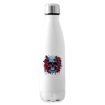 Grinning Flower Skull - Insulated Water Bottle - white - Right