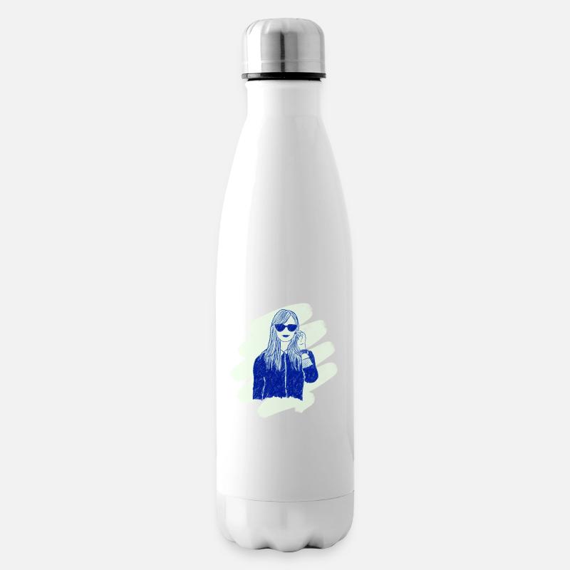 femme élégante avec des lunettes de soleil - Bouteille isotherme - blanc