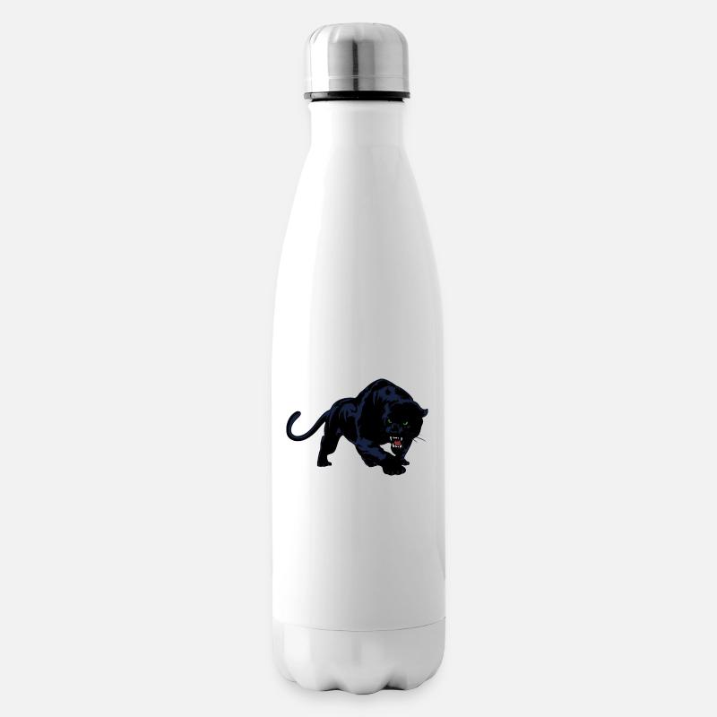 Schwarzer Panther oder Jaguar Wildkatze - Isolierflasche - Weiß