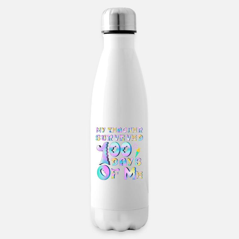 Mein Lehrer überlebte 100 Tage von mir lustige Schule - Isolierflasche - Weiß