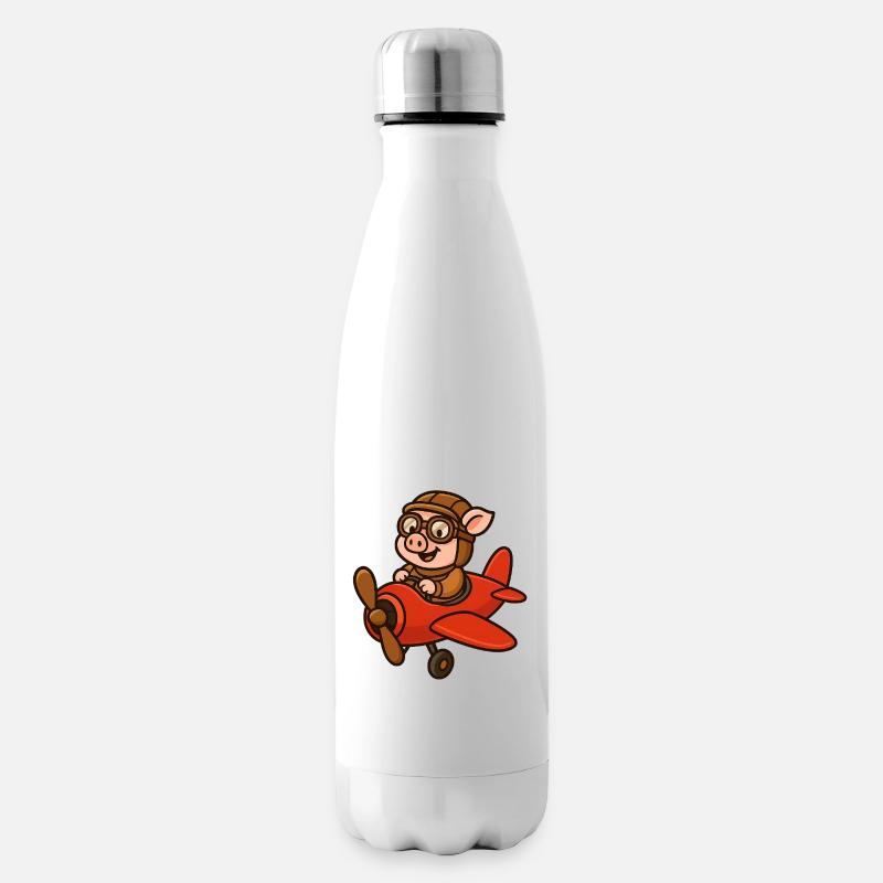 Pilote de cochon expressif dans un style rétro - Bouteille isotherme - blanc