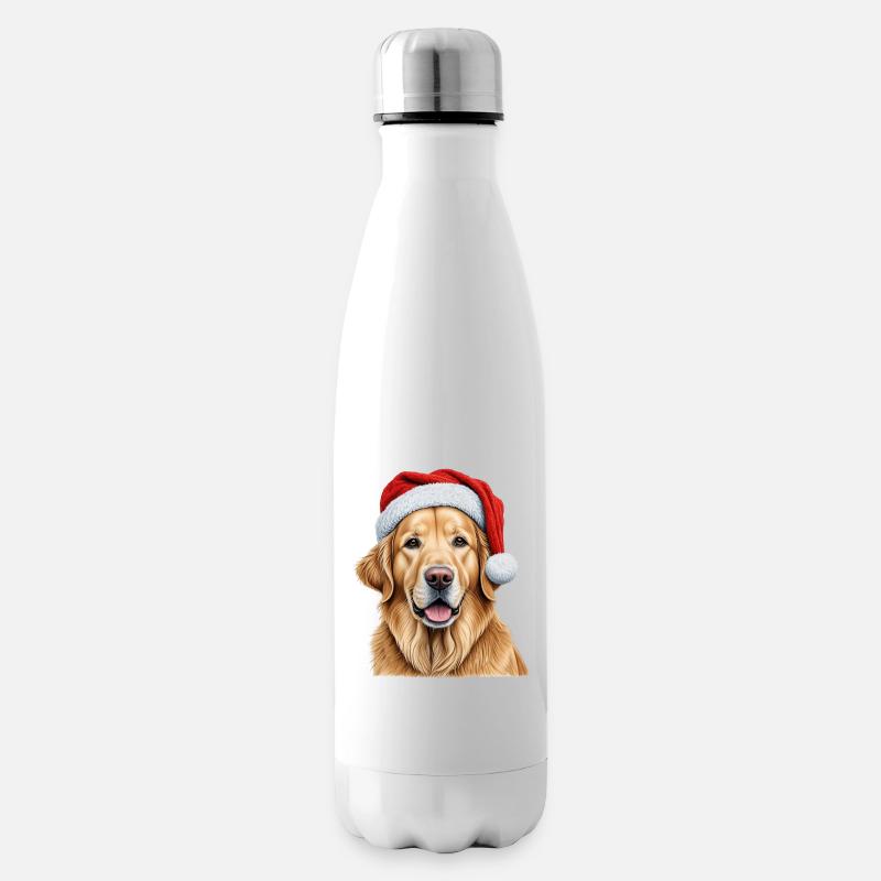 Weihnachts-Golden Retriever - Isolierflasche - Weiß