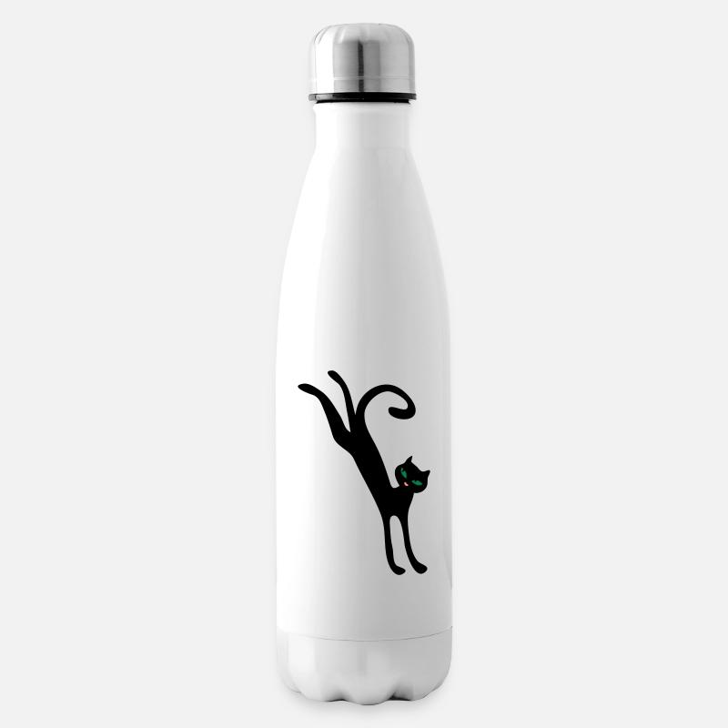 Retro chat en sautant par Patjila - Bouteille isotherme - blanc