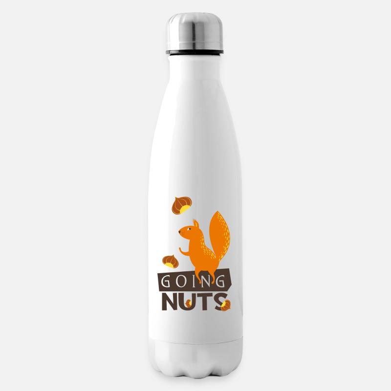 Going nuts- Eichhörnchen dreht durch verrückt irre - Isolierflasche - Weiß