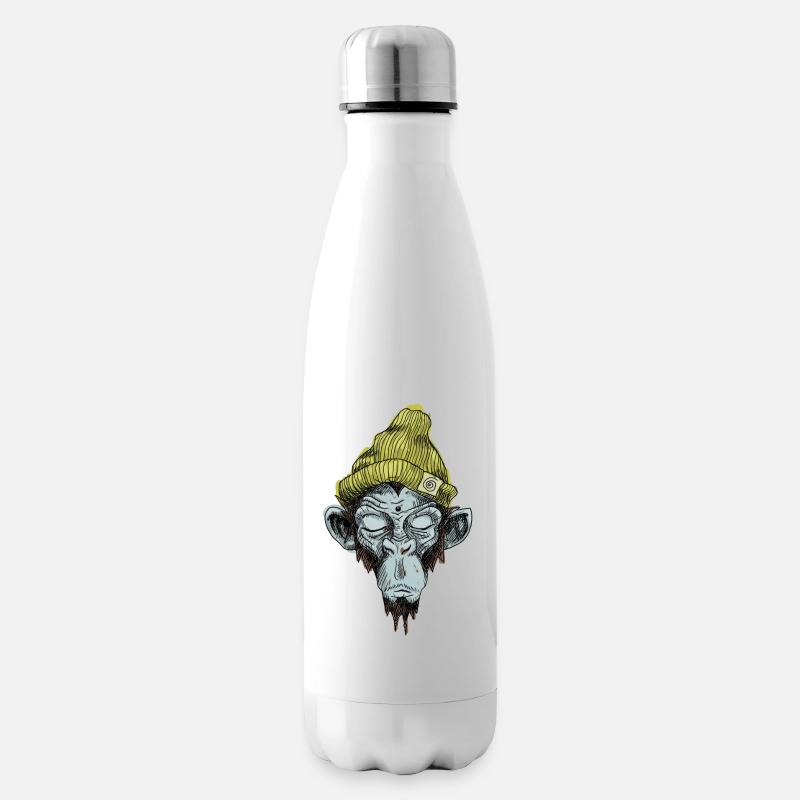 Singe avec le chapeau - Bouteille isotherme - blanc