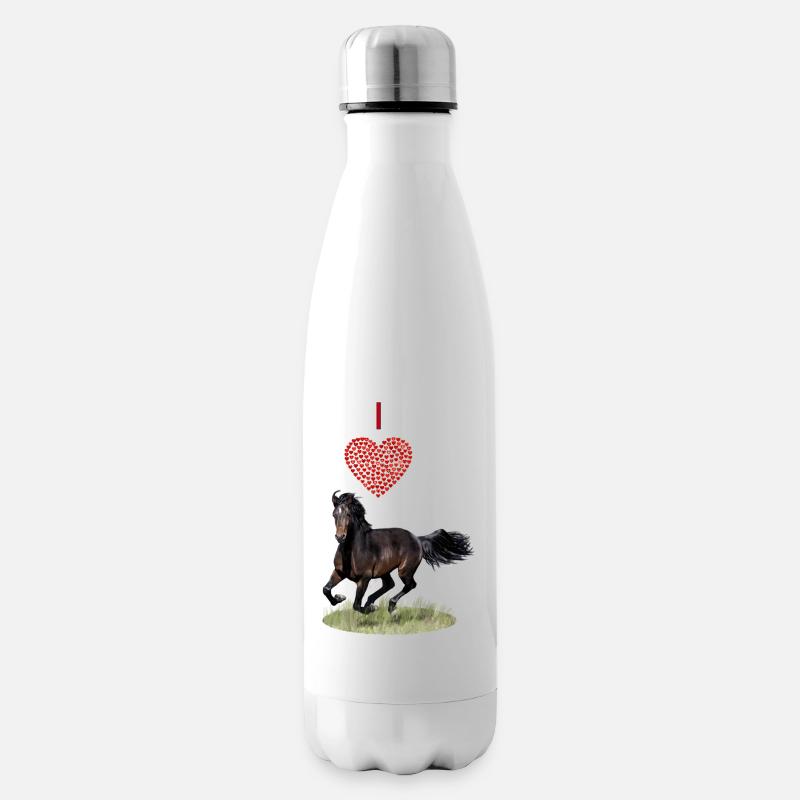 I love horses - Ich liebe Pferde - Isolierflasche - Weiß