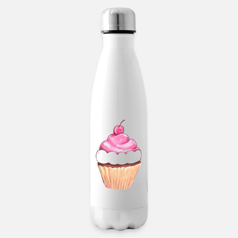 Cupcake Love Kirsche - Isolierflasche - Weiß