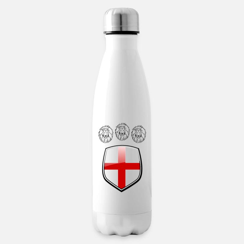 Trois lions Angleterre football anglais drapeau - Bouteille isotherme - blanc