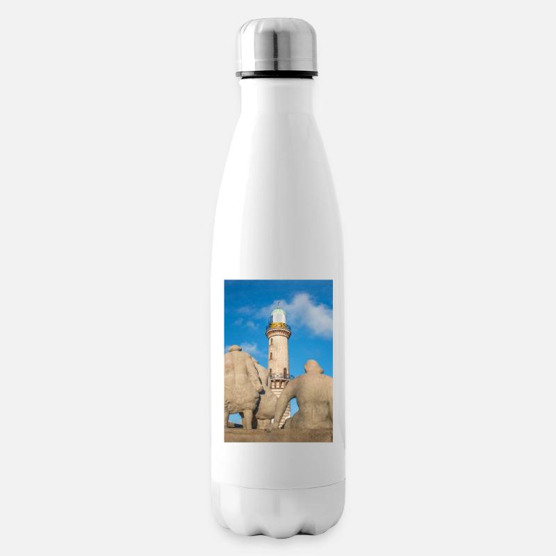 Leuchtturm Rostock Warnemünde - Isolierflasche - Weiß