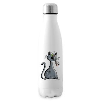 Chat - Bouteille isotherme - blanc - Droite