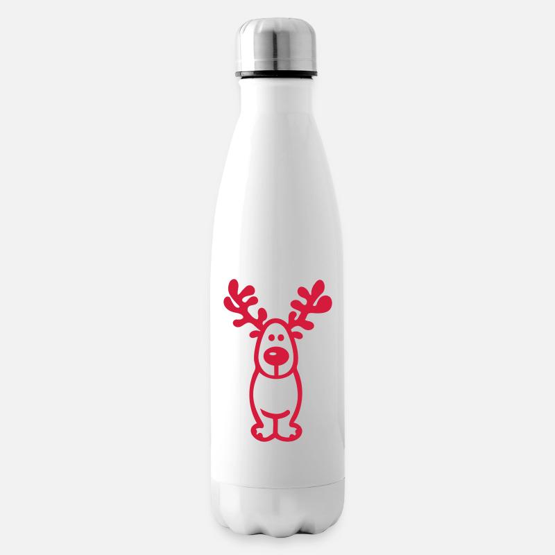 Weihnachten - Elch Zeichnung - Isolierflasche - Weiß