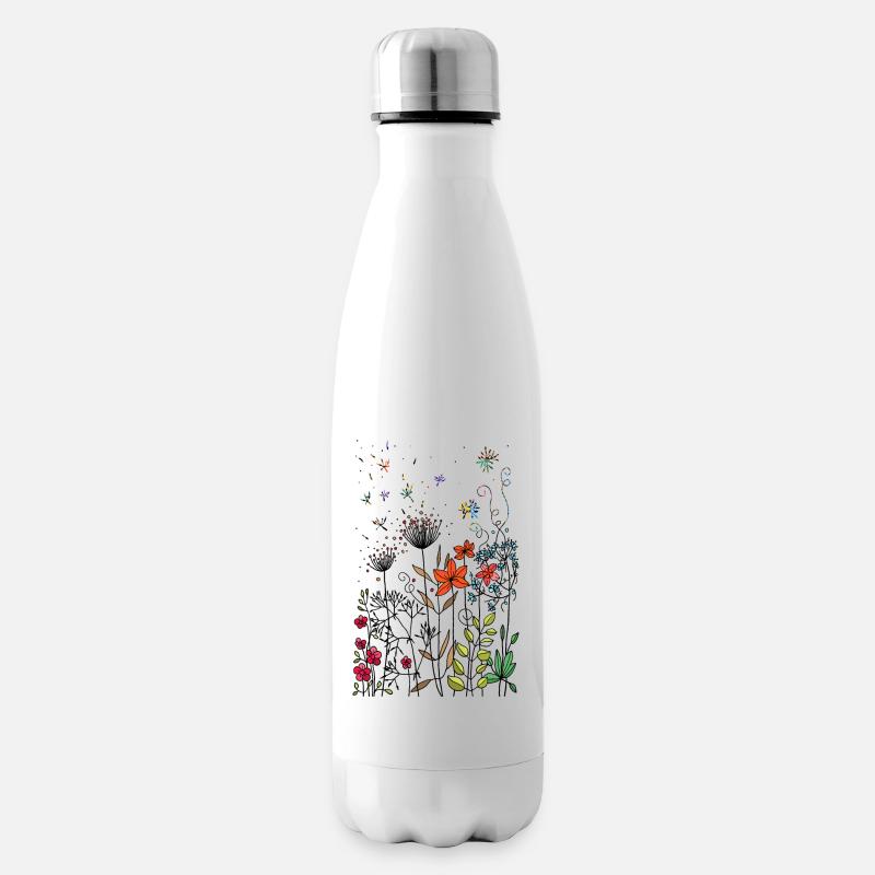 Fleurs - Bouteille isotherme - blanc