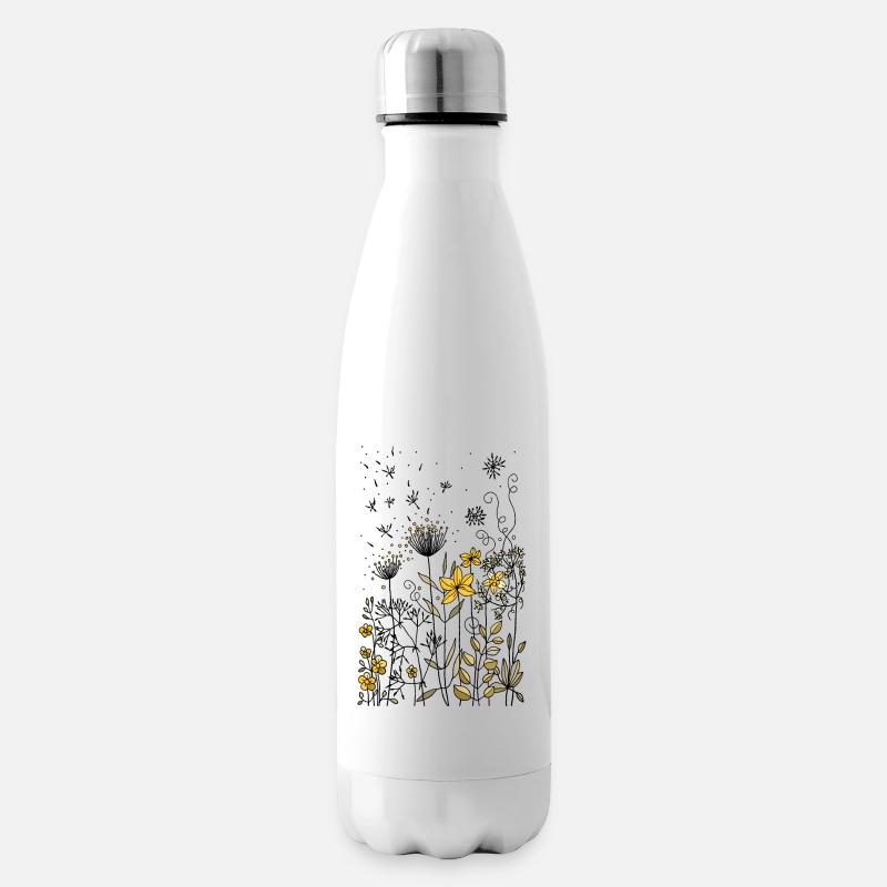 Fleurs - Bouteille isotherme - blanc