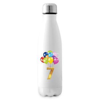 7 children birthday happy birthday - Insulated Water Bottle - white - Right
