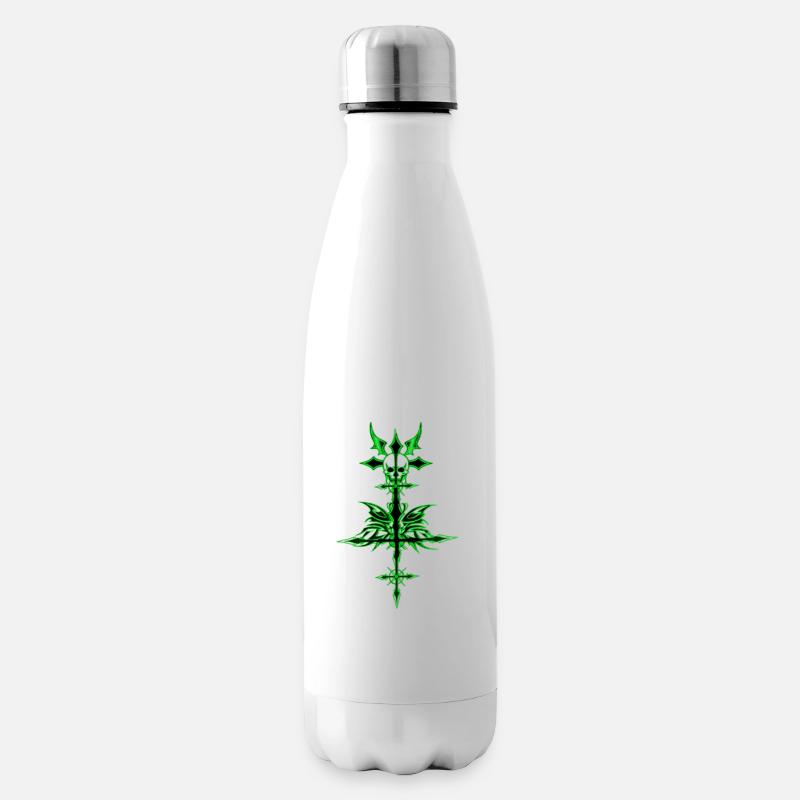 gothic cross and skullgreen - Bouteille isotherme - blanc