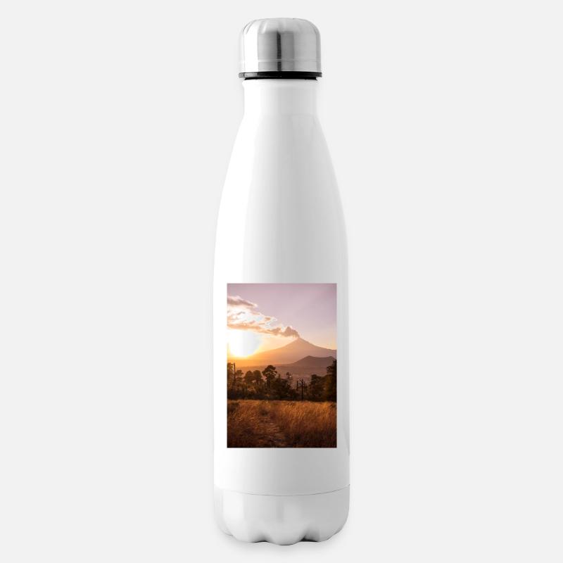 Coucher du soleil volcan Mexico - Bouteille isotherme - blanc