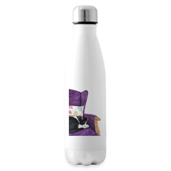 swarz weiße Katze im Sessel - Isolierflasche - Weiß - Rechts
