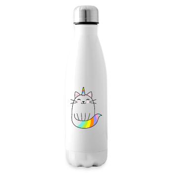 Unicorn Cat Rainbow Colors - Insulated Water Bottle - white - Right