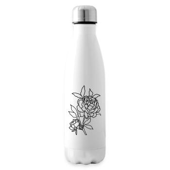 Line Art Rose - Isolierflasche - Weiß - Rechts