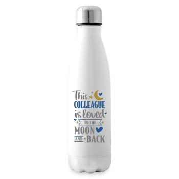 Collègue - Je t’aime jusqu’à la lune et retour en disant - Bouteille isotherme - blanc - Droite