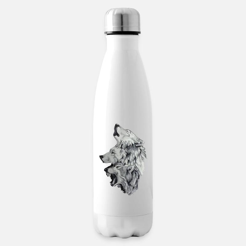 Drei Wölfe - Isolierflasche - Weiß