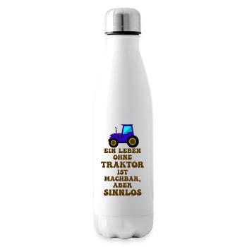 Traktor Leben - Isolierflasche - Weiß - Rechts