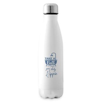 Take a bath you dirty hippie funny saying bathe - Insulated Water Bottle - white - Right