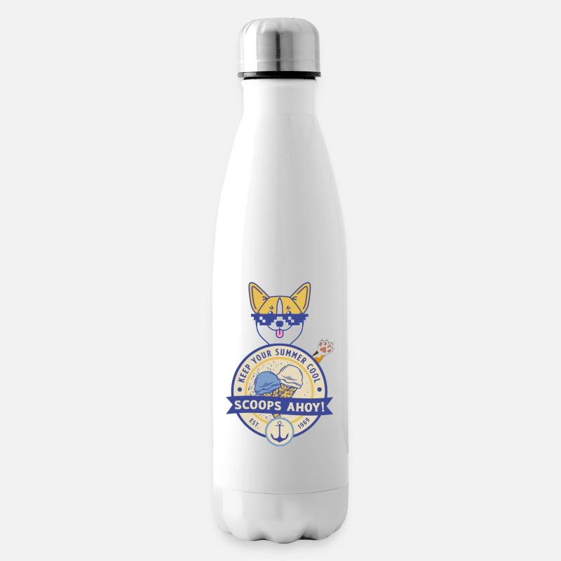 keep your summer cool - scoops ahoy - Insulated Water Bottle - white