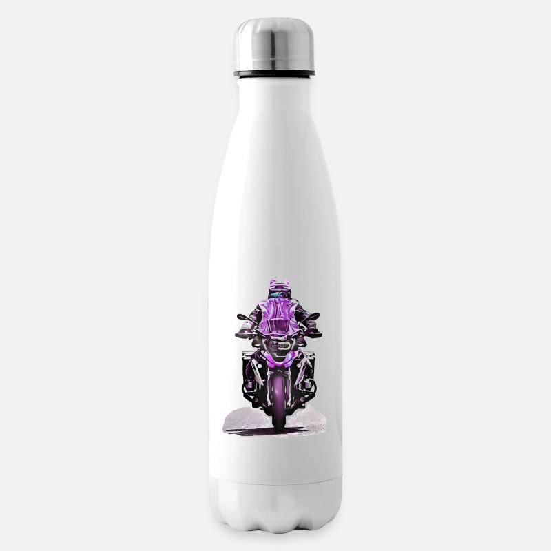 GS Motorradfahrer lila - Isolierflasche - Weiß