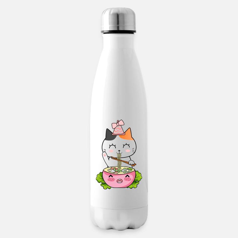 Ramen Cat Kawaii Anime - Isolierflasche - Weiß
