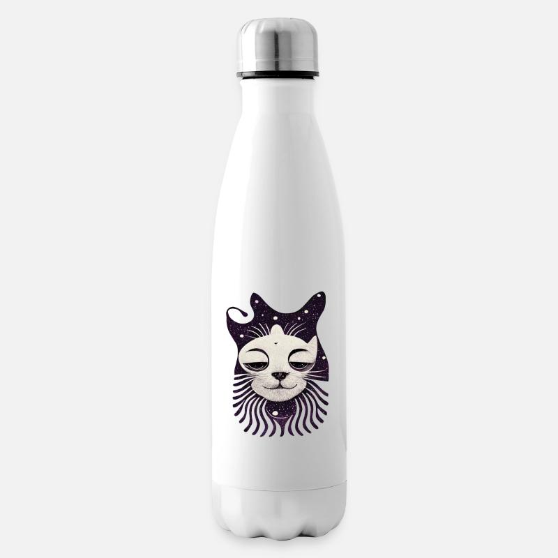 Perched Cat 003 - Insulated Water Bottle - white