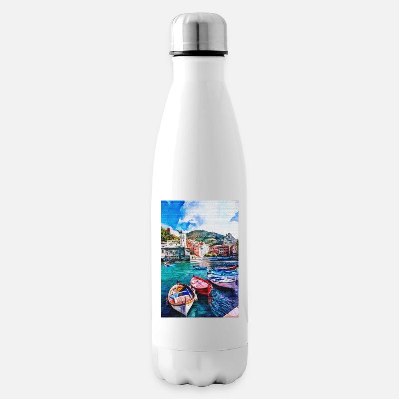 Vintage San Gimignano Siena Gemälde Cinque Terra - Isolierflasche - Weiß