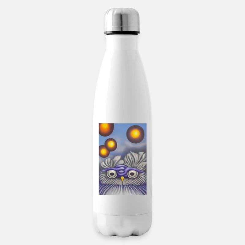 Owl with moon - Insulated Water Bottle - white